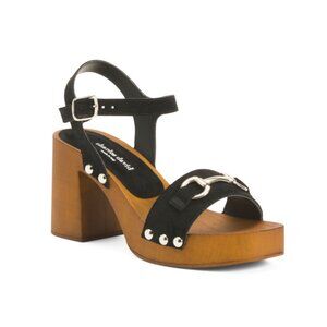 CHARLES DAVID Black Made In Italy Suede Exposed Platform Sandals